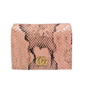 Gucci GG Marmont Double python leather bifold wallet pink